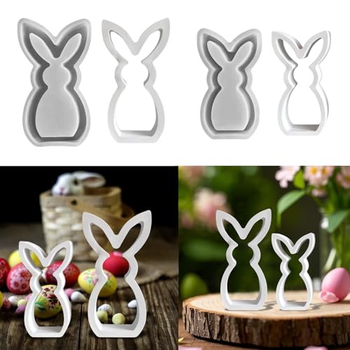 Skeadex Silikonformen Gießformen Hase, 2pcs Silikonform Hase Ostern Hase Gießform Osterhase Beton Zum Gießen Gießformen Ostern Giessform Silikon Ostern Hase Gießformen Silikon für DIY Handwork (B) von Skeadex