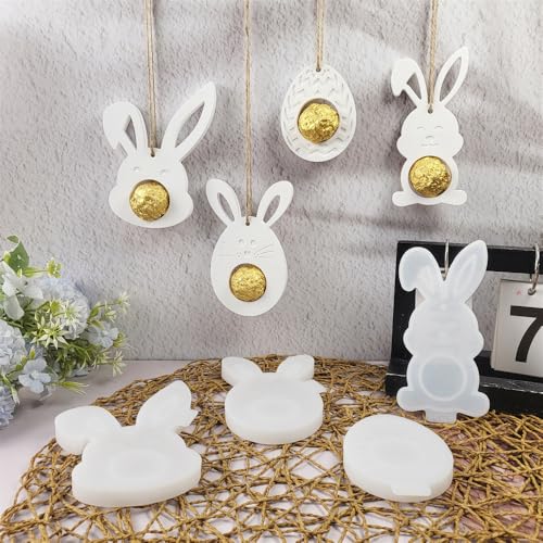 Skeadex Silikonformen Gießformen Hase,9 Stück Silikonform Hase Anhänger Ostern Hase Gießform Osterhase Beton Zum Gießen Anhänger Gießformen Ostern Giessform Silikon Ostern Hase Gießformen Silikon (H) von Skeadex