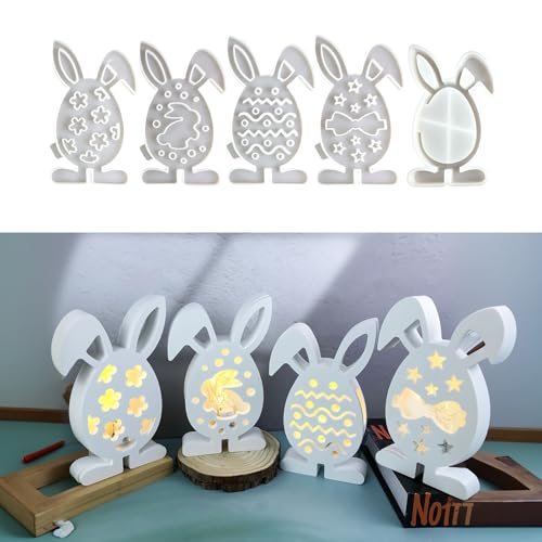 Skeadex Silikonformen Gießformen Ostern, 5 Stück Osterhase Silikonform Ostern Gießform Ostern Silikonform Frühling Silikonform Osterei Giessformen Silikon Ostern Hase Gips Zum Gießen Ostern (01) von Skeadex