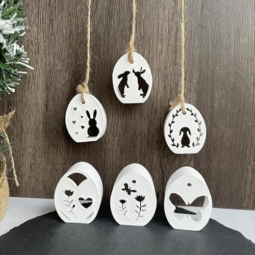 Skeadex Silikonformen Gießformen Ostern,6 Stück Silikonform Ostern Hase Silikon Gießform Ostern Silikonform Kerzenhalter Ostern Hase Gipsformen zum Gießen für DIY Ostern Handwork (6pcs*05) von Skeadex