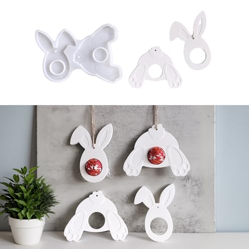 Skeadex Silikonformen Gießformen Ostern Anhänger, Silikonform Ostern Anhänger Silikonform Hase Gießform Ostern Gips Zum Gießen Ostern Giessform Silikon Ostern Hase Silikonform Frühling für DIY (02) von Skeadex