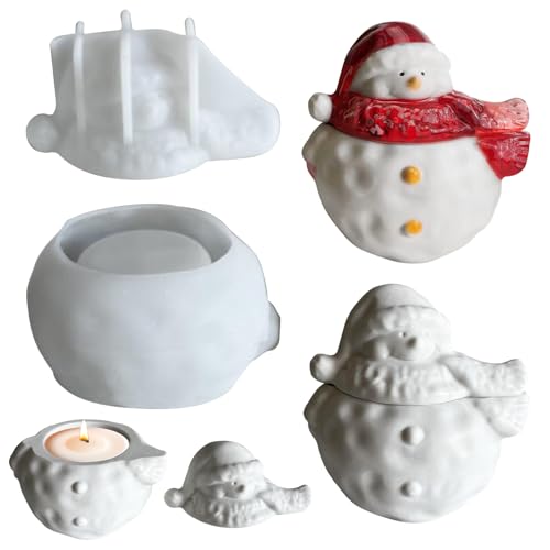 Skeadex Silikonformen Weihnachten Set, 3D Schneemann Silikonform Weihnachten, Silikon Gießform Schneemann Silikonform Kerzen für DIY Handwerk von Skeadex