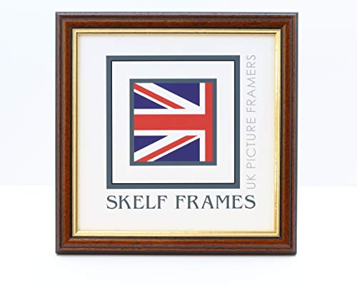 450 mm x 450 mm, quadratisch, Holz Bilderrahmen Dark Wood With Gold inlay von Skelf Frames Ltd