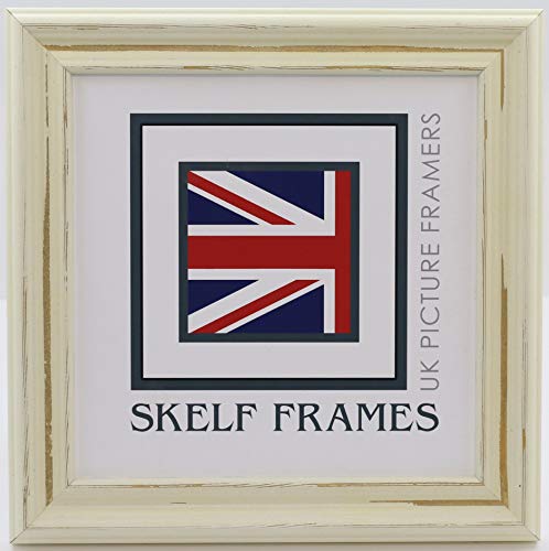 Distressed Creme Shabby quadratisch Bilderrahmen mit Glas, holz, beige, 9"x9" von Skelf Frames