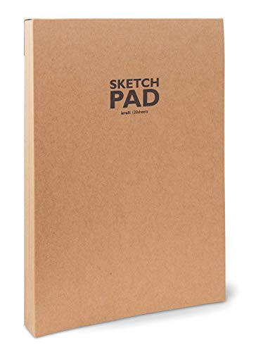 Sketchbook Honsell 34504 - Sketchpad Kraft Skizzenblock kopfgeleimt, DIN A4, 120 Blatt, 100 g/m², robustes, recyclingfähiges Kraftpapier aus ungebleichten Naturfasern von Sketchbook