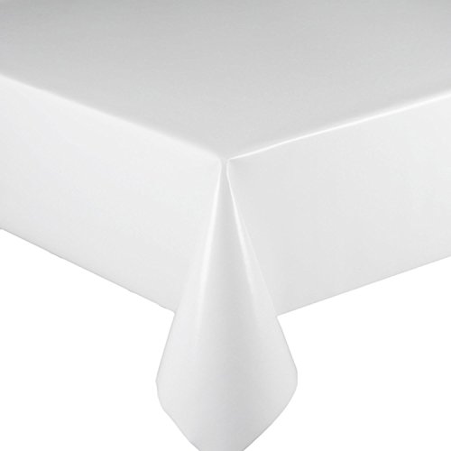 Plain Blanc Nappe en toile Cirée Nappe Imprimé PVC Toile cirée rectangulaire - Grandur 140 cm x240 von skippys