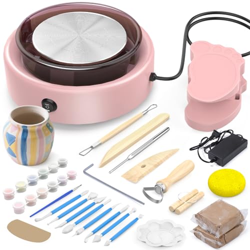 Skirfy Mini-Töpferscheibe für Anfänger und Erwachsene, 24,1 cm, Keramikmaschine für Kinder, Kunsthandwerk leuchtet im Dunkeln, 1 kg, lufttrocknender Ton, Schnitzwerkzeuge, verstellbare Geschwindigkeit Skirfy Mini-Töpferscheibe für Anfänger und Erwachsene, 24,1 cm, Keramikmaschine für Kinder, Kunsthandwerk leuchtet im Dunkeln, 1 kg, lufttrocknender Ton, Schnitzwerkzeuge, verstellbare Geschwindigkeit von Skirfy
