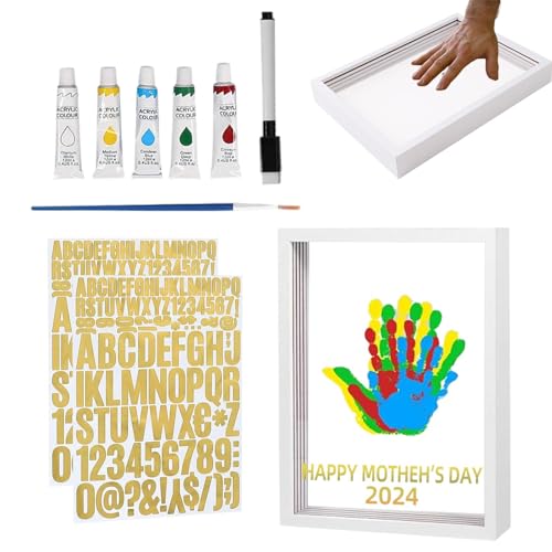 Familien-Handabdruck-Set, Familien-Handabdruck-Guss-Set, personalisiertes Familien-Handabdruck-Set, Familien-Andenken-Handabdruck-Set, Holzrahmen, kreativer Kleinkind-Andenken-Rahmen für den Schreibti von Sklmdrnk