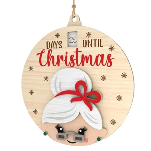 Hängendes Weihnachtsschild | Tage bis Weihnachten | Weihnachtsanhänger aus Holz, Weihnachtsbaumschmuck, rundes Weihnachtsschild, hölzerne Feiertagsdekoration, Weihnachts-Countdown-Schild von Sklmdrnk