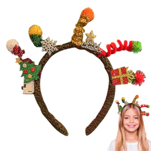 Sklmdrnk Weihnachts-Kopfschmuck mit Licht, leuchtende Weihnachts-Stirnbänder | Twist-Weihnachtskostüm-Kopfbedeckung,Attraktive beleuchtete Stirnbänder für den Urlaub, niedliche von Sklmdrnk