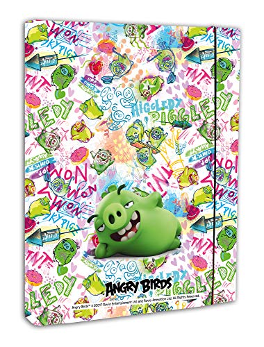 Angry Birds Heftbox mit Gummizug DIN A4 Bad Piggies Dokumenten Box für ca. 250 Blatt 3,5 cm breit Sammelbox Mappe Ablage Schule 35ro16058 von Skorpion