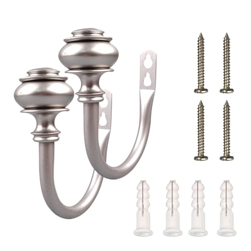 SkyPOOU Set mit 2 Metall-Vorhanghaltern, Vorhang-Raffhalter, Wandhalterung, Vorhang-Haken, für Wohnzimmer, elegant von SkyPOOU