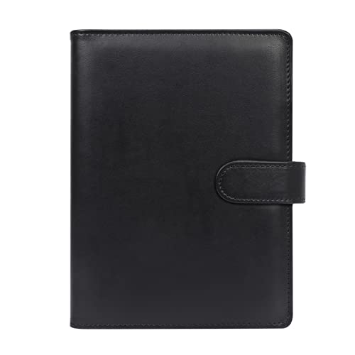 Skycase A5 Binder,6 Löcher Loseblatt, PU Leder Budget, Notizbuch,Ringbuchordner Ringbinder Planer Ordner Portfolio,Ringbuch DIN,Notebook Cover für Füllpapier,Schwarz von Skycase