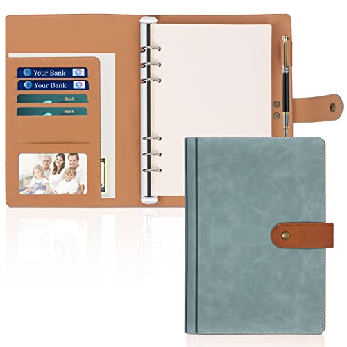 Skycase A5 Binder Notizbuch, 6 Löcher Loseblatt Binder mit Papier,PU Leder Budget Binder,Ringbuchordner Ringbinder Planer,A5 Ordner Portfolio,Ringbuch DIN A5,Notebook Cover mit A5 Füllpapier,Blau von Skycase