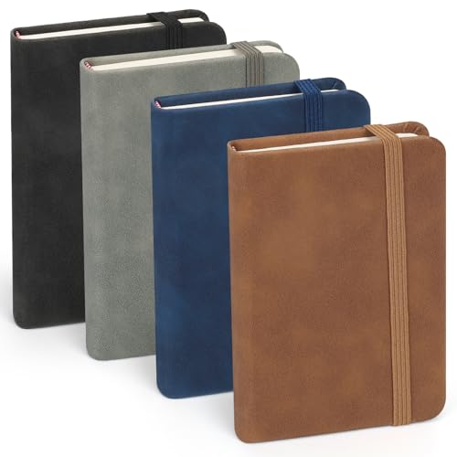 Skycase Mini Notizbuch Notizblock A7 - Notizblock A7,Mini Notizblock A7 Set,Notizbuch Klein Notizblock,Mini Pocket Notizbuch PU Leather Notebook,Mini Notepad Hardcover gefütterte Notizblöcke (4PCS) von Skycase