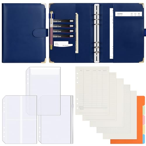 Skycase din a5 ring binder - ring binder a5,ringbuch a5 nachfüllbar,6 Löcher Loseblatt PU Leder,Ringbuchordner Ringbinder Planer,Ringbuch DIN A5 Tagebuch Ringbuchhülle mit Füllpapier (Blau) von Skycase