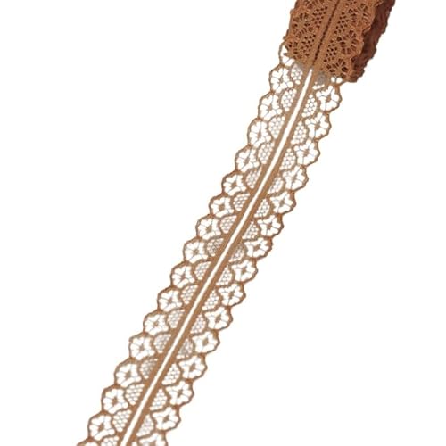 SkyjOy Spitzenband (10 Yards/Rolle) 30 mm Spitzenstoff, Gurtband, Dekoration, schönes Geschenkverpackungsmaterial Spitzenborte(Brown) von SkyjOy