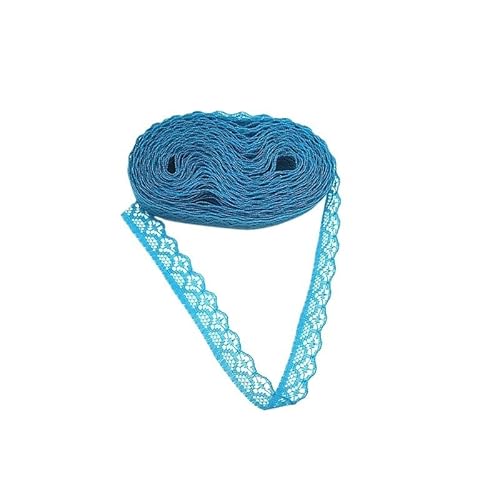 SkyjOy Spitzenband 10 Yards Spitzenband, Breite 14 mm, Spitzenstoff, DIY-Hochzeitsdekoration, Accessoires, Damenbekleidung, Blumenaccessoires usw. Spitzenborte(Lake Blue) von SkyjOy