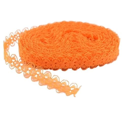 SkyjOy Spitzenband 10 Yards weißes Spitzenstoffband, 14 mm, Spitzenstoff, Baumwollbesatz, DIY, Bestickt, Nähen, Hochzeitsdekoration Spitzenborte(Orange) von SkyjOy