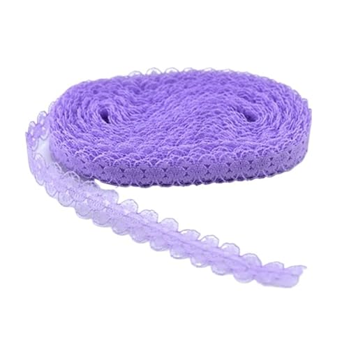 SkyjOy Spitzenband 10 Yards weißes Spitzenstoffband, 14 mm, Spitzenstoff, Baumwollbesatz, DIY, Bestickt, Nähen, Hochzeitsdekoration Spitzenborte(Purple) von SkyjOy