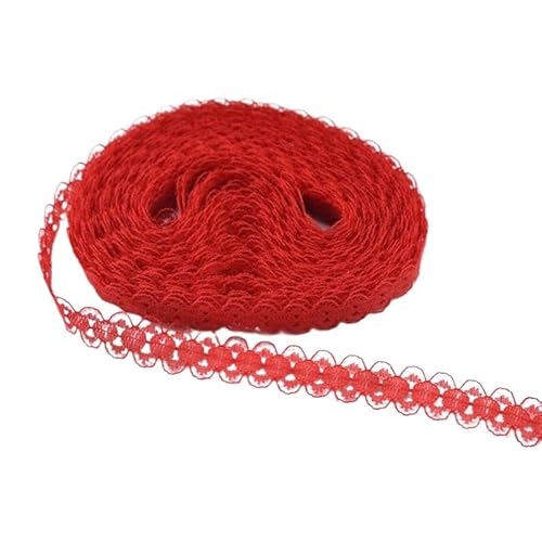 SkyjOy Spitzenband 10 Yards weißes Spitzenstoffband, 14 mm, Spitzenstoff, Baumwollbesatz, DIY, Bestickt, Nähen, Hochzeitsdekoration Spitzenborte(Red) von SkyjOy