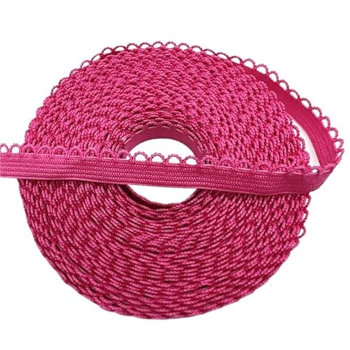 SkyjOy Spitzenband 5 Yards 10 mm elastisches Spitzenband, umklappbares Spandex-Gummiband for Nähen von Spitzenbesatz, DIY-Stirnband, Unterwäsche, Dessous-Zubehör Spitzenborte(Rose,2 Yards) von SkyjOy