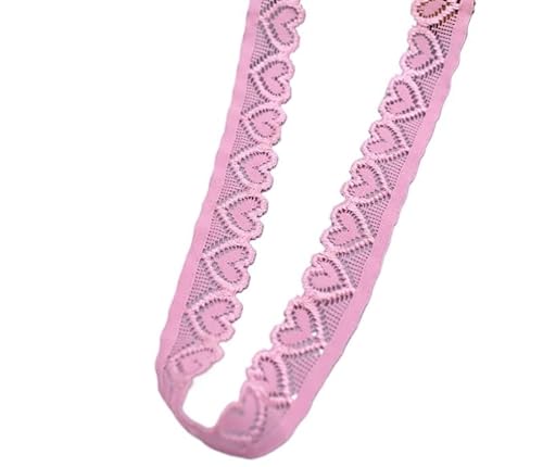 SkyjOy Spitzenband Elastisches Spitzenbandband, 18 mm breit, herzförmige Stretch-Spitze for Nähen, Dekoration, Spitzenstoff Spitzenborte(Pink,10 Yards) von SkyjOy