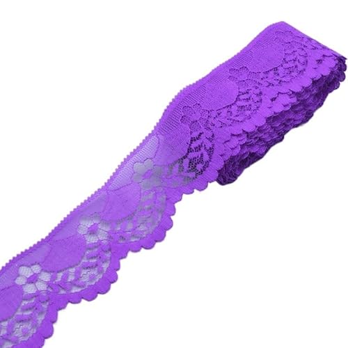 SkyjOy Spitzenband Spitzenstickerei / 5–10 Yards lang, 40 mm breit, DIY Nähen, Kleidung, Spitzenband, Schmuckzubehör Spitzenborte(Dark Purple,10 Yards) von SkyjOy