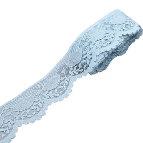 SkyjOy Spitzenband Spitzenstickerei / 5–10 Yards lang, 40 mm breit, DIY Nähen, Kleidung, Spitzenband, Schmuckzubehör Spitzenborte(Light Gray,5 Yards) von SkyjOy