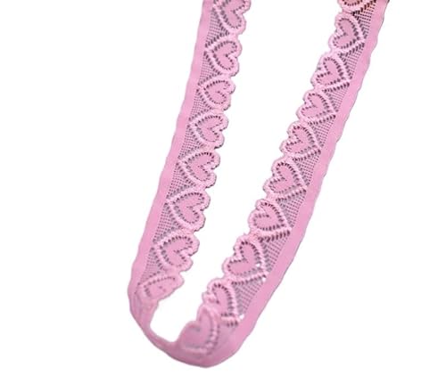 SkyjOy Spitzenband Stretch-elastisches Spitzenband, elastischer Spitzenbesatz, DIY-Handwerk, Spitzenstoff for Nähen von Kleidung, Unterwäsche, Bastelzubehör Spitzenborte(Pink,10 Yards) von SkyjOy