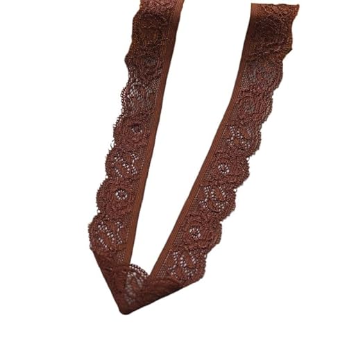 SkyjOy Spitzenband Stretch elastisches Spitzenband Spitzenstoff Elastizität Spitzenbesatz Bestickt for Nähen von Kleidung Unterwäsche Zubehör Spitzenborte(Dark Brown,5 Yards) von SkyjOy