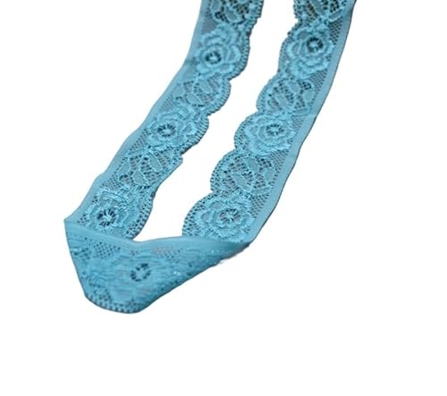 SkyjOy Spitzenband Stretch elastisches Spitzenband Spitzenstoff Elastizität Spitzenbesatz Bestickt for Nähen von Kleidung Unterwäsche Zubehör Spitzenborte(Sky Blue,10 Yards) von SkyjOy