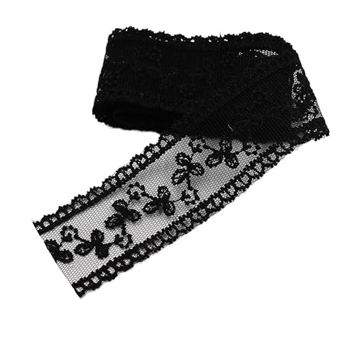 Spitzenband 1 Yard/Rolle 3,5 cm Stickerei Spitze Borte Nähen Band Bekleidung DIY Garnituren for Hochzeit Party Mädchen Kleid Zubehör Spitzenborte(Noir) von SkyjOy