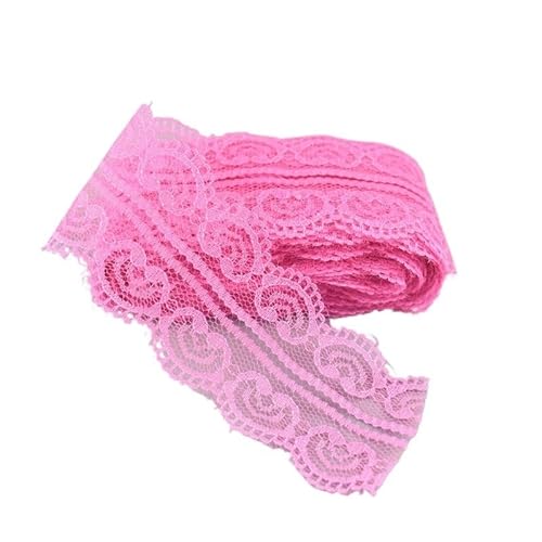 Spitzenband 10yards Doppel herzförmige Spitze Band Handarbeiten 45MM Spitze Trim DIY Nähen Stickerei Stoff Handwerk Zubehör Spitzenborte(Rose Red) von SkyjOy