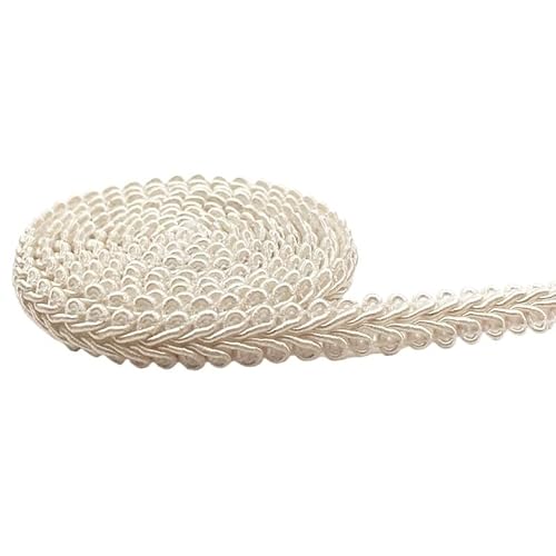 Spitzenband 5 Meter 8 mm Borte Nähspitze Gold Silber geflochtenes Spitzenband Home Party Dekoration DIY Kleidung Kurve Sehspitze Spitzenborte(Beige) von SkyjOy