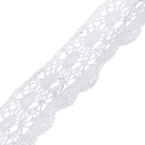 Spitzenband 5 Yards weißes Baumwoll-Spitzenband, Bestickt, Stoff, Gurtband, Dekoration, DIY, handgefertigt, schöne Geschenkverpackung Spitzenborte(White 38mm) von SkyjOy