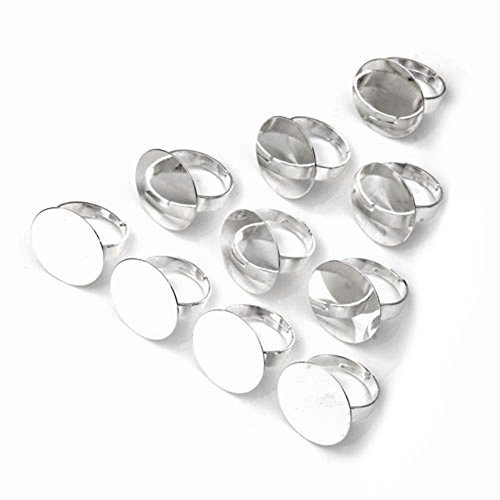 Skyllc® 3 pieces 10X 20mm rund versilbert Ring Ringschiene Rohling Ringrohling Trend von Skyllc