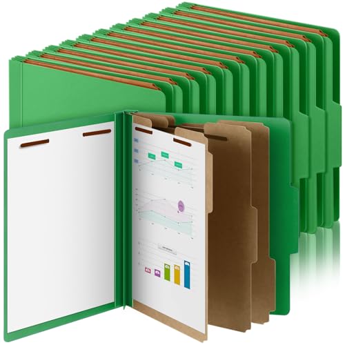 Skyygemm 36 Stück Presskarton-Klassifizierungsmappen, 3 Trennblätter, Aktenordner mit 7,6 cm Verschluss, Briefgröße mit 8,9 cm Erweiterung zum Organisieren von Papierakten für Büro, Klassenzimmer von Skyygemm