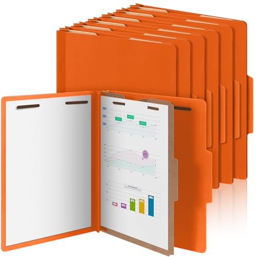 Skyygemm Klassifizierungsmappen, 1 Trennwand, Klassifizierungsmappe mit Verschluss, Presskarton-Verschlussmappen mit Zinken zum Organisieren von medizinischen Akten, Orange, 12 Stück von Skyygemm