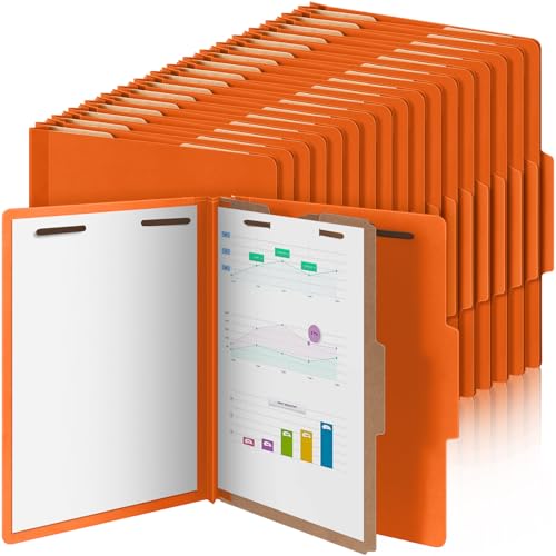 Skyygemm Klassifizierungsmappen, 1 Trennwand, Klassifizierungsmappe mit Verschluss, Presskarton-Verschlussmappen mit Zinken zum Organisieren von medizinischen Akten, Orange, 48 Stück von Skyygemm