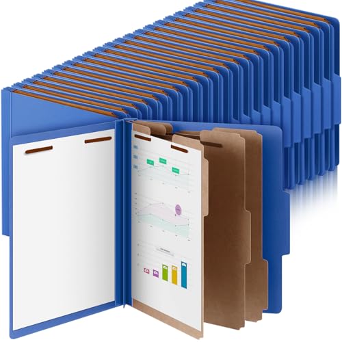 Skyygemm Pressboard-Klassifizierungsmappen, 3 Trennblätter, Aktenordner mit 7,6 cm Verschluss, Briefgröße mit 8,9 cm Erweiterung zum Organisieren von Papierakten für Büro, Klassenzimmer, Dunkelblau, von Skyygemm