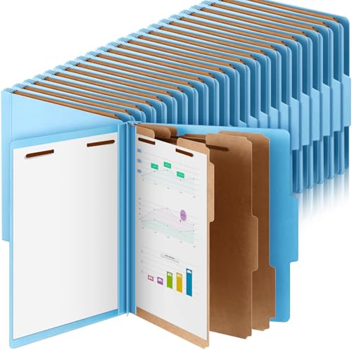 Skyygemm Pressboard-Klassifizierungsmappen, 3 Trennblätter, Aktenordner mit 7,6 cm Verschluss, Briefgröße mit 8,9 cm Erweiterung zum Organisieren von Papierakten für Büro, Klassenzimmer, Blau, 48 von Skyygemm