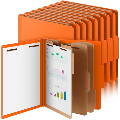 Skyygemm Pressboard-Klassifizierungsmappen, 3 Trennblätter, Aktenordner mit 7,6 cm Verschluss, Briefgröße mit 8,9 cm Erweiterung zum Organisieren von Papierakten für Büro, Klassenzimmer, Orange, 12 von Skyygemm