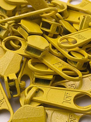 20 Zipper Schieber für 5mm Reißverschluss endlos 27 Farben (Gelb) von Slantastoffe