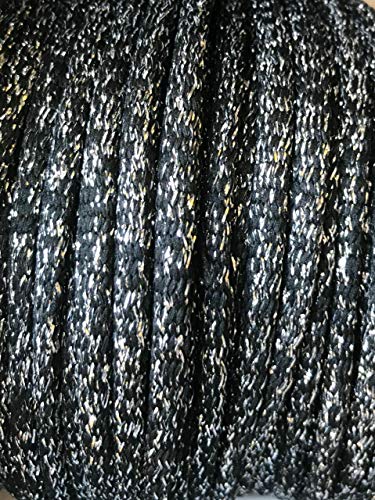 Kordel Polyester mit Lurex 7 mm rund Schnur Turnbeutel Dekokordel 4 Farben (Schwarz, 3m) von Slantastoffe