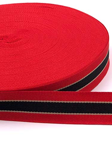 Ripsband 2m Retro Dekoband Webband Hutband 23mm 3 Farben (rot-schwarz) von Slantastoffe