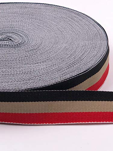 Ripsband 2m Retro Dekoband Webband Hutband 23mm 3 Farben (schwarz-beige-rot) von Slantastoffe