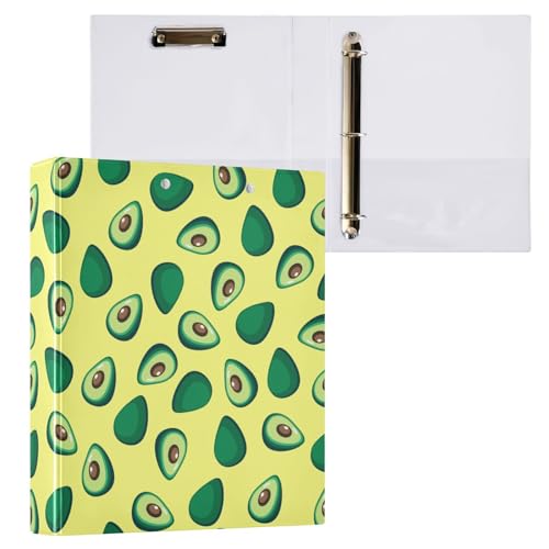 Sletend D-Ringbuch mit grünem Avocado, 3,8 cm mit transparenter Tasche, Schul- und Bürobedarf, wasserabweisend, Küche, Rezept-Organizer, harte runde Ringmappe mit ästhetischem Druck von Sletend