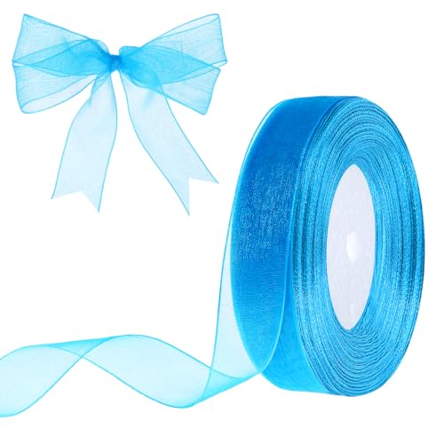 1 Rollen Organza Bänder,Blau,45m X 2cm Organza Schleifenband,Transparent Geschenkband,Schimmernd Geschenkband,für Hochzeitsdekoration, DIY, Party-Dekorationen,Taufe,Geschenkverpackungen von Sliverdew