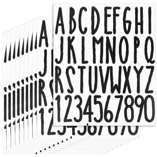 10 Blätter 360 Stück Buchstaben Aufkleber Nummern Selbstklebende 2 Zoll Hausnummer zum Aufkleben Vinyl Klebebuchstaben Sticker Schilder für DIY Briefkasten Markieren Scrapbooking (Schwarz) von Sliverdew